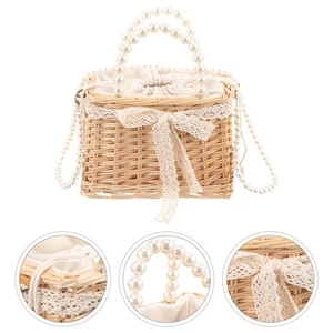  Bamboo Woven Handbag Vacation Handbags Shoulder Purses for Women - Picture 1 of 12