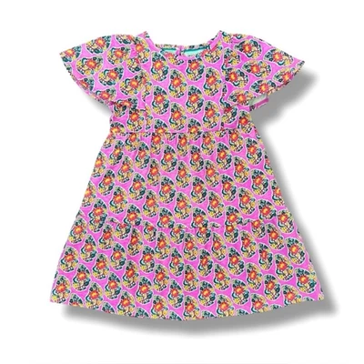 Vestido Mini Boden Línea A Niñas 3-4 años Rosa Multicolor Floral Manga Acampanada Algodón Foto 1 de 4