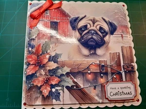 New Handmade Cute Dog Themed Christmas Card Size 8" X 8" - Picture 1 of 5