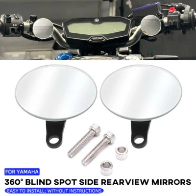 Espejos retrovisores convexos de vidrio HD redondos punto ciego para Yamaha MT-07 XSR700 Niken Foto 1 de 4