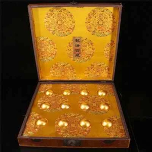 15.75" Collection Chinese rare golden Pearl A box & old Lacquer ware Box - Picture 1 of 9