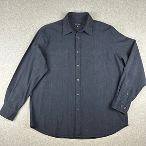 Gazman Linen Blend Shirt Men's Size L Dark Blue Button Up Business Office - Picture 1 of 11