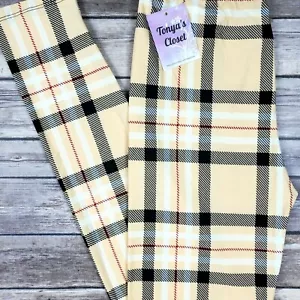 Leggings bronceados estampados a cuadros mantequilla suave TALLA ÚNICA OS - Imagen 1 de 4