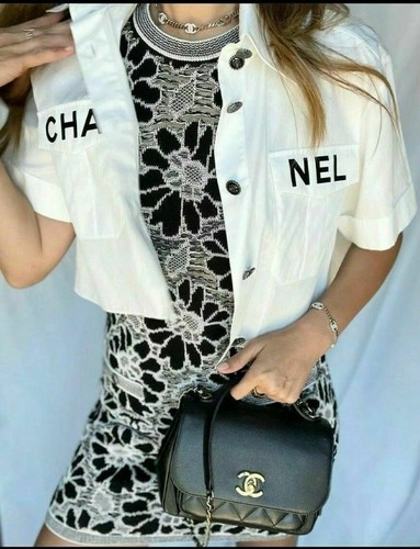 CHANEL MINI ABITO ALL'UNCINETTO PIZZO MAGLIA CAMELIA FIORE CC 40