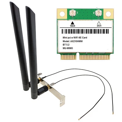AX210 WiFi 6E Mini PCIe Wireless Network Card Desktop PC Antenna Adapter Bracket - Image 1 of 4