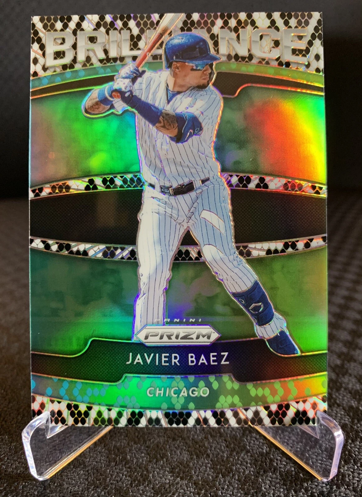 2020 Panini Prizm #B-5 Javier Baez Cubs Brilliance Snakeskin Refractor Card #/50