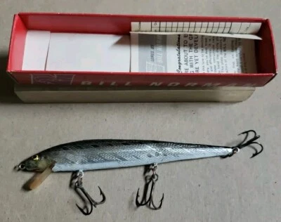 Vintage Bill Norman Lures Shiner Minnow Black/Silver 4 1/2" Shinner  - Image 1 of 4