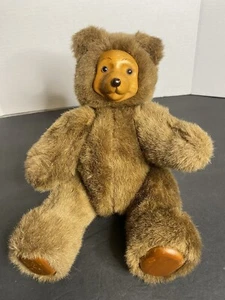 Vintage 1985 Robert Raikes Wooden Face Bear Applause Stuffed Fully Jointed 17010 - Picture 1 of 15