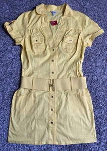 Guess Dress Womens Extra Large Belted Mini Short Yellow Belted Pockets NEW *READ - Picture 1 of 23