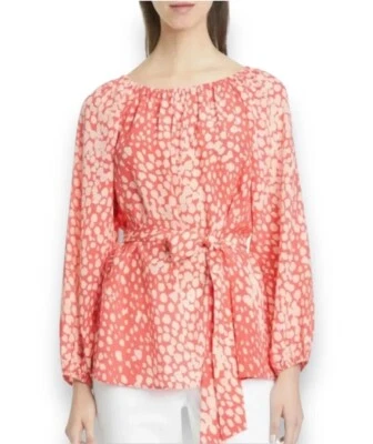 Blusa de seda Lafayette 148 talla pequeña rosa beige cuello barco manga larga ligera Foto 1 de 4