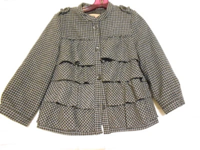 Flying Tomato Black Gray Buffalo Plaid Medium Layered Front Jacket Boho Artsy - Image 1 of 4