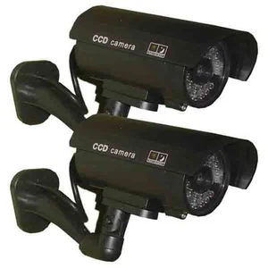 2x Dummy Security Camera Fake LEDs Flashing Light Home Surveillance Waterproof