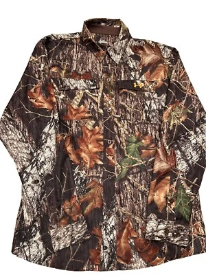 Under Armour Mens UA XL Extra Large Camo Hunting LS Button Shirt Double Pocket - Image 1 of 4