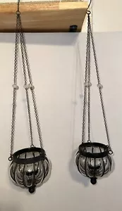 Moroccan Vintage Outdoor Lantern Candle holder Antique Blown Glass Iron Summer - Picture 1 of 13