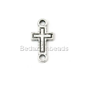 50 dijes de conexión de eslabones cruzados antiguos de plata de 23 mm de largo con 2 orificios de anillo - Imagen 1 de 1