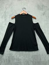 NWT Haute Fox Top Shirt Womens 1X Black Ribbed Open Shoulder Long Sleeve 1