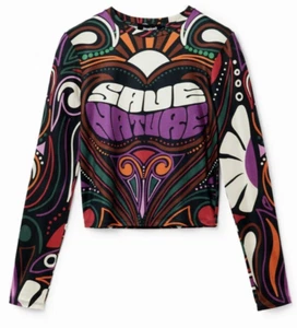 Desigual "Save Nature" long sleeve top Small - Picture 1 of 6