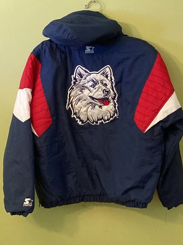 Vintage 90s Starter UCONN Huskies Winter Heavy Jacket Patch Logo NCAA L Large Cover