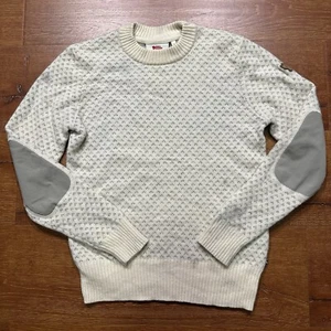 Fjallraven Sweater Womens S Ivory Wool Sweatshirt Elbow Patch Outdoor Cabin Cozy - Picture 1 of 20