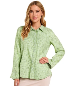 Crown & Ivy Button-Down-Hemd 100 % Baumwolle grün & weiß gepunktet Small - Bild 1 von 13