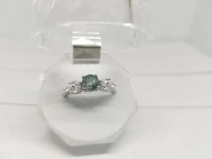 Anillo de piedras preciosas de cristal ágata musgo natural - talla 8 - plata esterlina 925 - Imagen 1 de 7