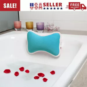 Bathtub Pillow with Suction Cups Non Slip Soft Neck Shoulder Head Support Relax - Picture 1 of 12