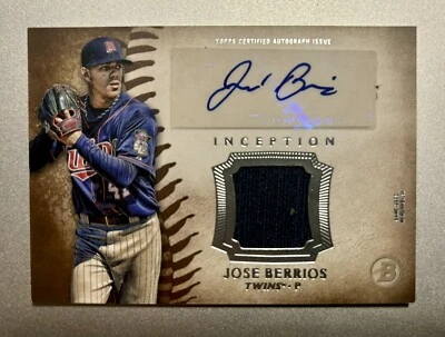 2015 Bowman Inception Jose Berrios Auto Relic card GAME USED TWINS BLUE JAYS - Image 1 of 2