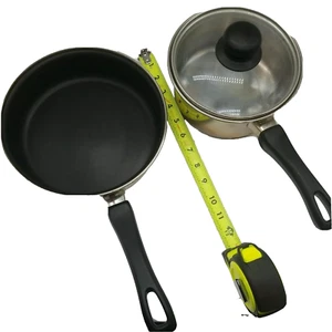3 Pcs TRAMONTINA INOX 18/10 BRASIL 7" stockpot with lid and 9" frying pan no lid - Picture 1 of 12