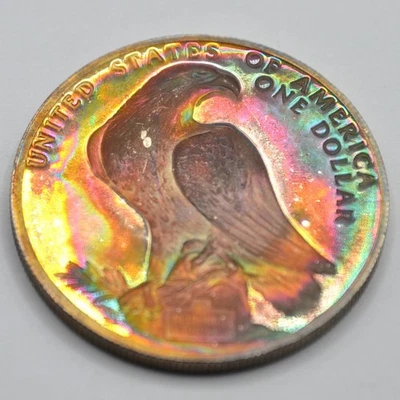 1984-S $1 Proof Olympic Commemorative Dollar - Gorgeous Rainbow Toning *G15* - Image 1 of 4