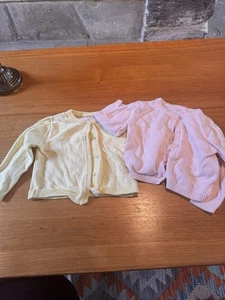 Pair Of Cardigans Pink And Yellow. Very Pretty. 6-12 Months. - Picture 1 of 10