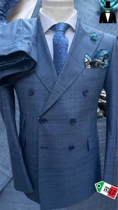 🔥TRAJE ITALIANO -TRAJE AZUL DOBLE BOTONADURA DIEGO CERRUTI TESSUTO XL UK 46 IT56 - Imagen 1 de 13