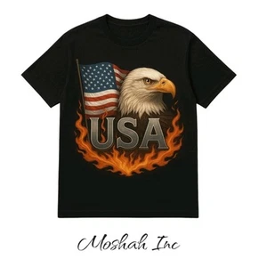 American Apparel Fireborn Eagle Tshirt Black Size Large - Picture 1 of 3