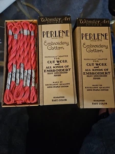 3 Boxes Vtg Wonder Art Perlene Embroidery Cotton Floss Color Rose. 24 Skeins Ea - Picture 1 of 3