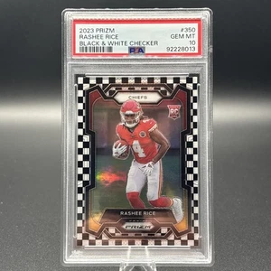 2023 Panini Prizm Rookies Rashee Rice #350 Black White Checker Prizm (RC) PSA 10 - Picture 1 of 6