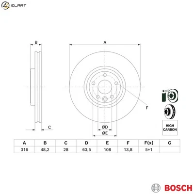 2x BRAKE DISC 0 986 479 E62 FOR JAGUAR PT204 2.0L 204DTA/204DTD/204DTH 2.0L XE - Image 1 of 4