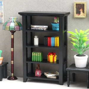 2Pcs 1:12 Dollhouse Miniature Bookshelf Bookcase Living Room Wooden Furniture - Picture 1 of 6