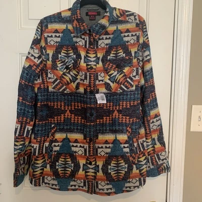 NUEVO CON ETIQUETAS Rock & Roll Denim Azteca, Suroeste Xtra Grande Jacquard Camisa Chaqueta Foto 1 de 4