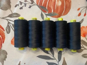 Gütermann Mara BLACK 000 100% Polyester 5 Spools Threads gutermann - Picture 1 of 3