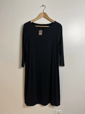 J Jill Wearever пуловер вязаное платье размер средний 3/4 рукав черный эластичной новый с Ярлыками - Изображение 1 из 4