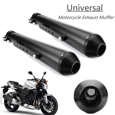 2x Silenciador de tubo silenciador de escape universal para motocicleta de 17,5"" y soporte deslizante - Imagen 1 de 4