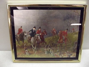 VINTAGE FOX HUNT MANIFESTATIONS ART PICTURE HORSES DOGS - Picture 1 of 5