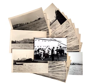 Old Photos Genna Harbor Iserlohn 25 Pieces Ships Boats People 50s - Picture 1 of 6