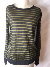 T alexander wang womens small charcoal & chartreuse striped  pullover sweater