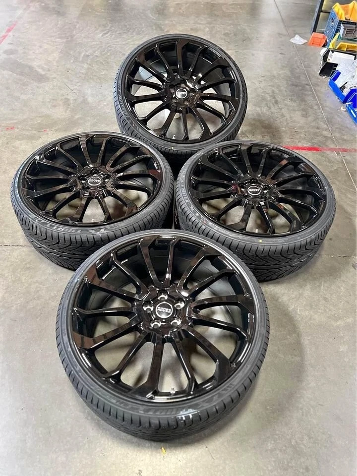 24x10 AUTOBIOGRAPHY WHEELS GLOSS BLACK RIMS TIRES RANGE ROVER HSE SPORT 5x120 - Imagem 1 de 1