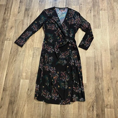 Black Label Evan Picone Floral Paisley Faux Wrap Dress Size 6 - Image 1 of 4