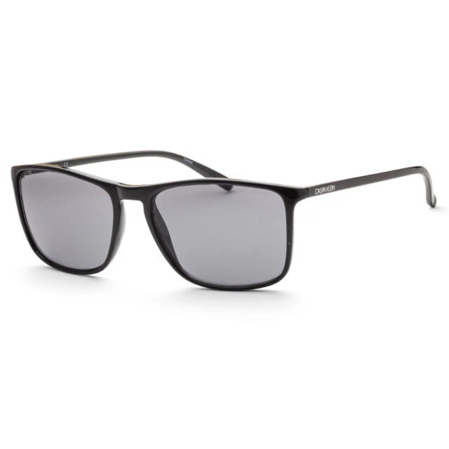 Calvin Klein CK20524S-001 57-17 145mm Black Rectangular Sunglasses with Gray Non-Polarized Lenses
