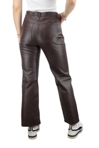 SANDRO Evel Trousers Womens (EU) 36 Lamb Leather Bootcut Fit Marron - Picture 1 of 12
