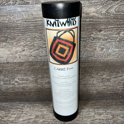 Knitwhits CARRE' Purse Felted Purse w/ Square Pattern & Slim Handle Stripes BOHO - Image 1 of 4