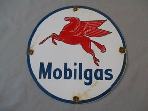 DV10048 PLAQUE EMAILLEE MOBILGAS D.30CM ORIGINE USA TRES BON ETAT ENAMEL - Imagen 1 de 9