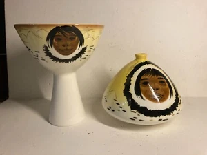 Lot of 2 Vintage Sascha B Pedestal Bowl Dish Eskimo - Picture 1 of 13